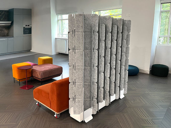 A vibrant selection of acoustic felt and foam, the materials behind a quality soundproof room divider.