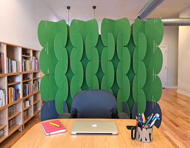 Divide an office and library with freestanding acoustic panels