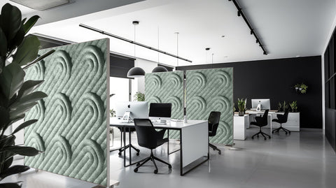 office with modern acoustic room dividers in sage