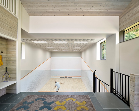modern acoustic ceiling tiles in racquetball court