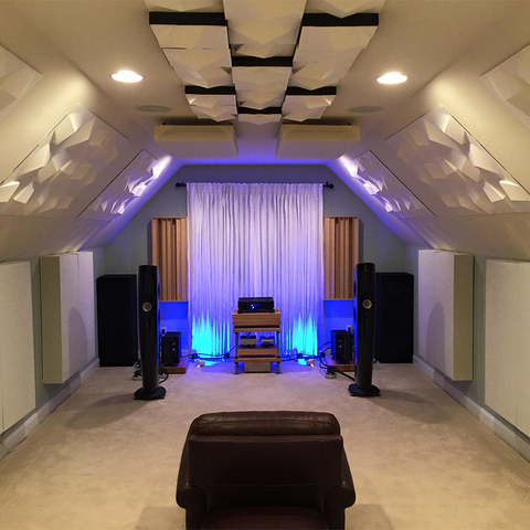 hi-fi listening room with acoustic tiles on walls