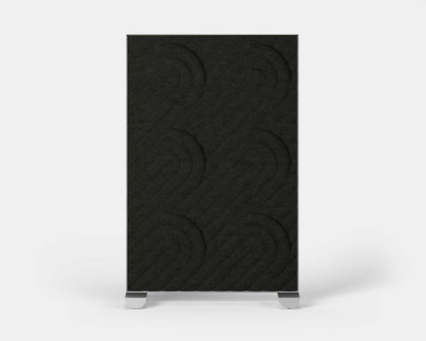 Shift Walls Room Divider 4'x6' with Deco pattern, charcoal color, and mobile caster base