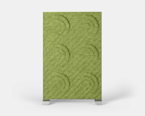 Shift Walls Room Divider 4'x6' with Deco pattern, pistachio green color, and mobile caster base