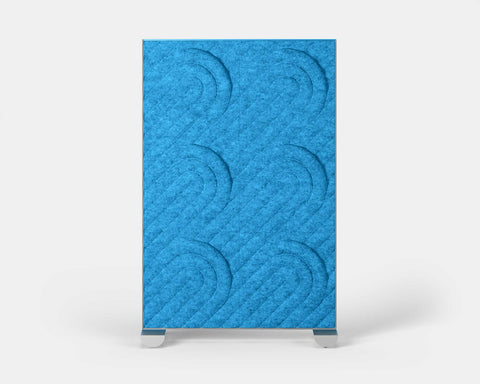 Shift Walls Room Divider 4'x6' with Deco pattern, pool blue color, and mobile caster base