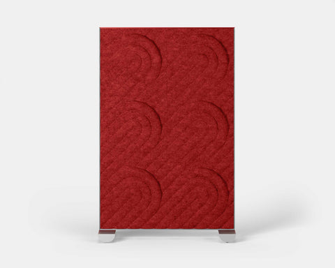 Shift Walls Room Divider 4'x6' with Deco pattern, red color, and mobile caster base