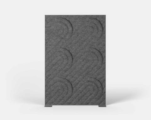 Shift Walls Room Divider 4'x6' with Deco pattern, grey color, and stable plate base