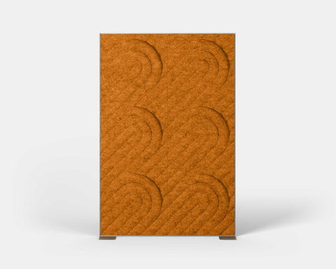 Shift Walls Room Divider 4'x6' with Deco pattern, pumpkin orange color, and stable plate base