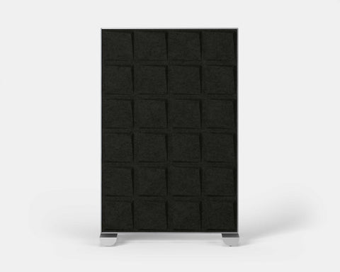 Shift Walls Room Divider 4'x6' with Quad pattern, charcoal color, and mobile caster base