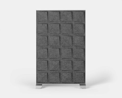 Shift Walls Room Divider 4'x6' with Quad pattern, grey color, and mobile caster base