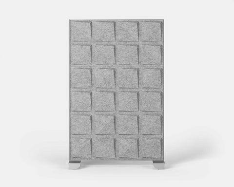 Shift Walls Room Divider 4'x6' with Quad pattern, mottled white color, and mobile caster base