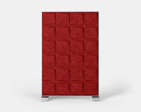 Shift Walls Room Divider 4'x6' with Quad pattern, red color, and mobile caster base