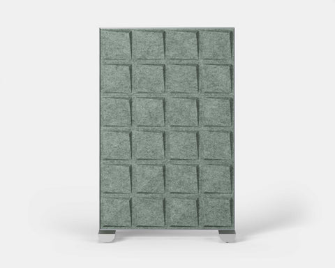 Shift Walls Room Divider 4'x6' with Quad pattern, sage green color, and mobile caster base