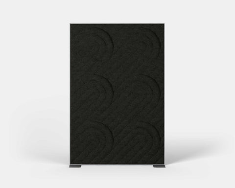 Shift Walls Room Divider 4'x6' with Quad pattern, charcoal color, and stable plate base