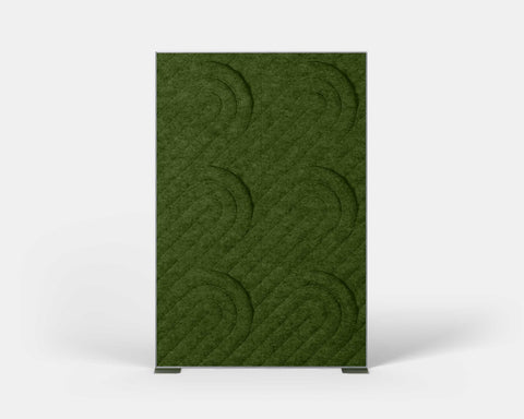 Shift Walls Room Divider 4'x6' with Quad pattern, moss green color, and stable plate base