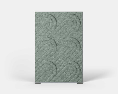 Shift Walls Room Divider 4'x6' with Quad pattern, sage green color, and stable plate base