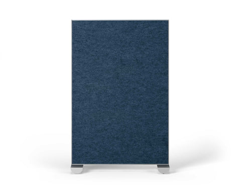 Shift Walls Room Divider 4'x6' with tackable surface, denim blue color, and mobile caster base