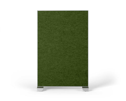 Shift Walls Room Divider 4'x6' with tackable surface, moss green color, and mobile caster base