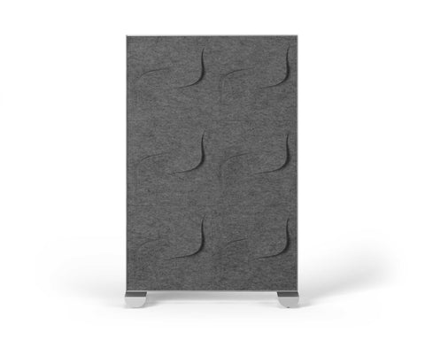 Shift Walls Room Divider 4'x6' with Twist pattern, grey color, and mobile caster base