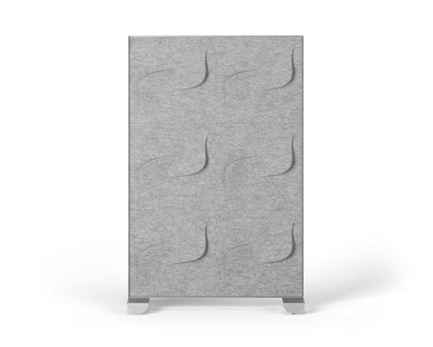 Shift Walls Room Divider 4'x6' with Twist pattern, mottled white color, and caster base for mobility