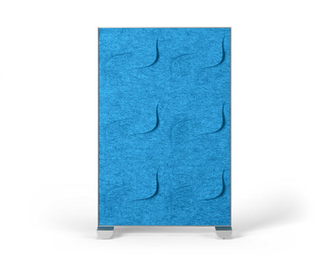 Shift Walls Room Divider 4'x6' with Twist pattern, pool blue color, and mobile caster base