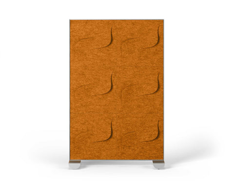 Shift Walls Room Divider 4'x6' with Twist pattern, pumpkin orange color, and mobile caster base
