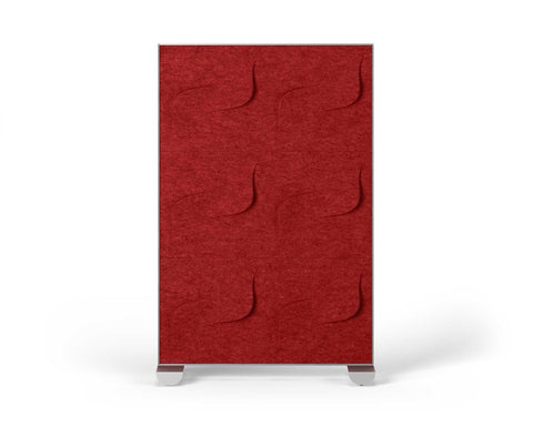 Shift Walls Room Divider 4'x6' with Twist pattern, red color, and mobile caster base