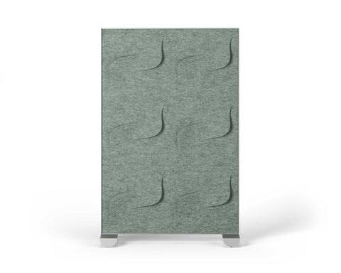 Shift Walls Room Divider 4'x6' with Twist pattern, sage green color, and mobile caster base