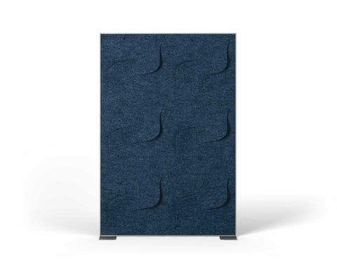 Shift Walls Room Divider 4'x6' with Twist pattern, denim blue color, and stable plate base