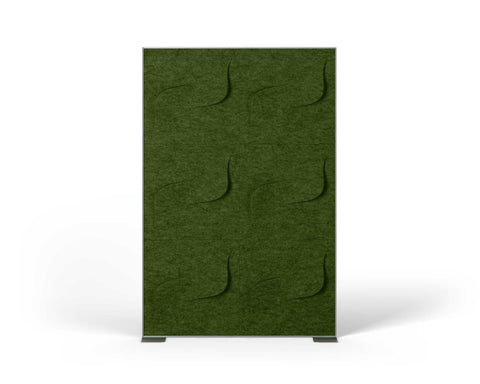 Shift Walls Room Divider 4'x6' with Twist pattern, moss green color, and stable plate base