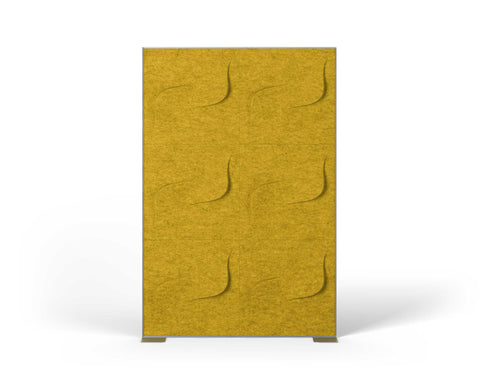 Shift Walls Room Divider 4'x6' with Twist pattern, mustard yellow color, and stable plate base