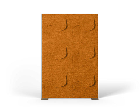 Shift Walls Room Divider 4'x6' with Twist pattern, pumpkin orange color, and stable plate base