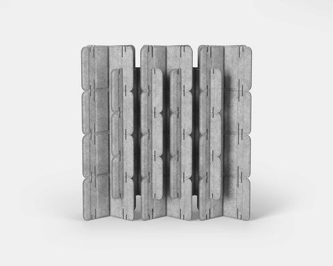Nomad System Felt PRO Acoustic Room Divider with 20 modules in closed configuration in mottled white