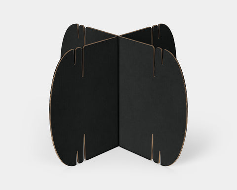 Pair of grey Nomad System cardboard modules displaying the minimal components needed to start building a divider