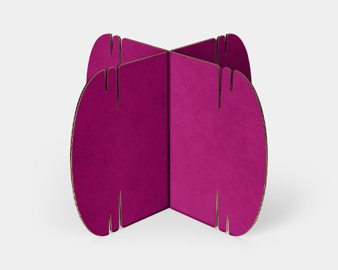 Pair of magenta Nomad System cardboard modules highlighting the vibrant pink-purple color variation