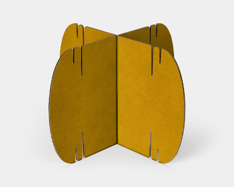 Two ochre Nomad System cardboard modules showing the earth-toned color option and construction quality