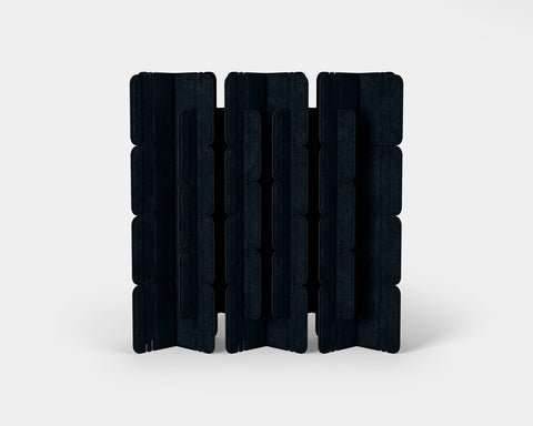 Nomad System Felt PRO Acoustic Room Divider with 10 modules in closed configuration in navy blue color