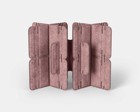 Nomad System Felt PRO Acoustic Room Divider with 10 modules in closed configuration in blush pink color