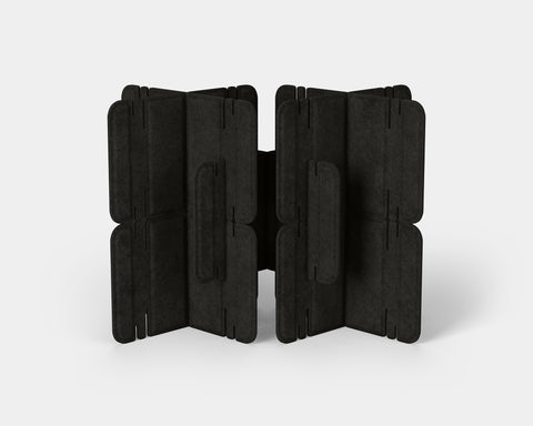 Nomad System Felt PRO Acoustic Room Divider with 10 modules in closed configuration in charcoal color