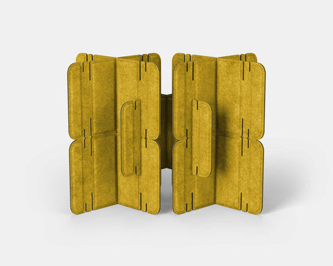 Nomad System Felt PRO Acoustic Room Divider with 10 modules in closed configuration in mustard color