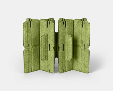 Nomad System Felt PRO Acoustic Room Divider with 10 modules in closed configuration in pistachio green color