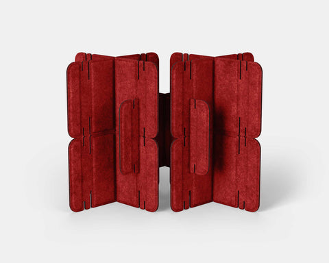 Nomad System Felt PRO Acoustic Room Divider with 10 modules in closed configuration in red color creating visual impact