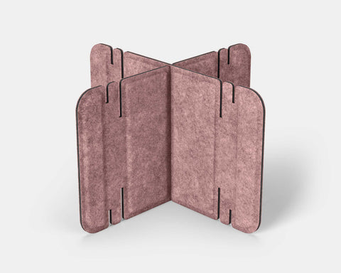Nomad System Felt PRO Acoustic Room Divider with 2 modules in soft blush pink color for elegant small space division