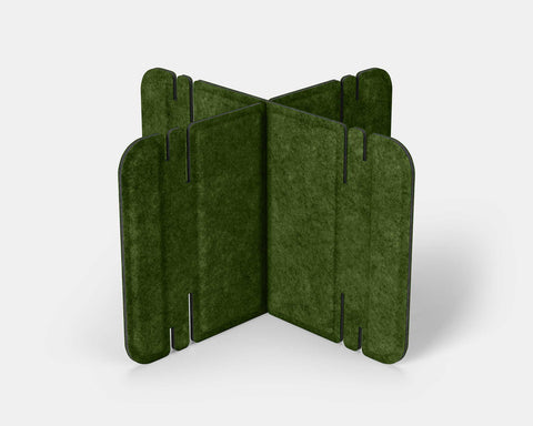 Nomad System Felt PRO Acoustic Room Divider with 2 modules in rich moss green color for compact space division