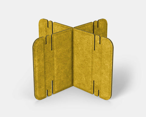 Nomad System Felt PRO Acoustic Room Divider with 2 modules in vibrant mustard color for accent space division