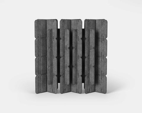 Nomad System Felt PRO Acoustic Room Divider with 20 modules in closed configuration in grey color for maximum coverage