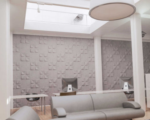 Edge FeltForms Acoustic Tiles in Quad arrangement installed in library setting