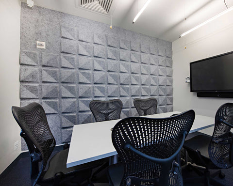 Edge FeltForms Acoustic Tiles with decorative edging in meeting room setting