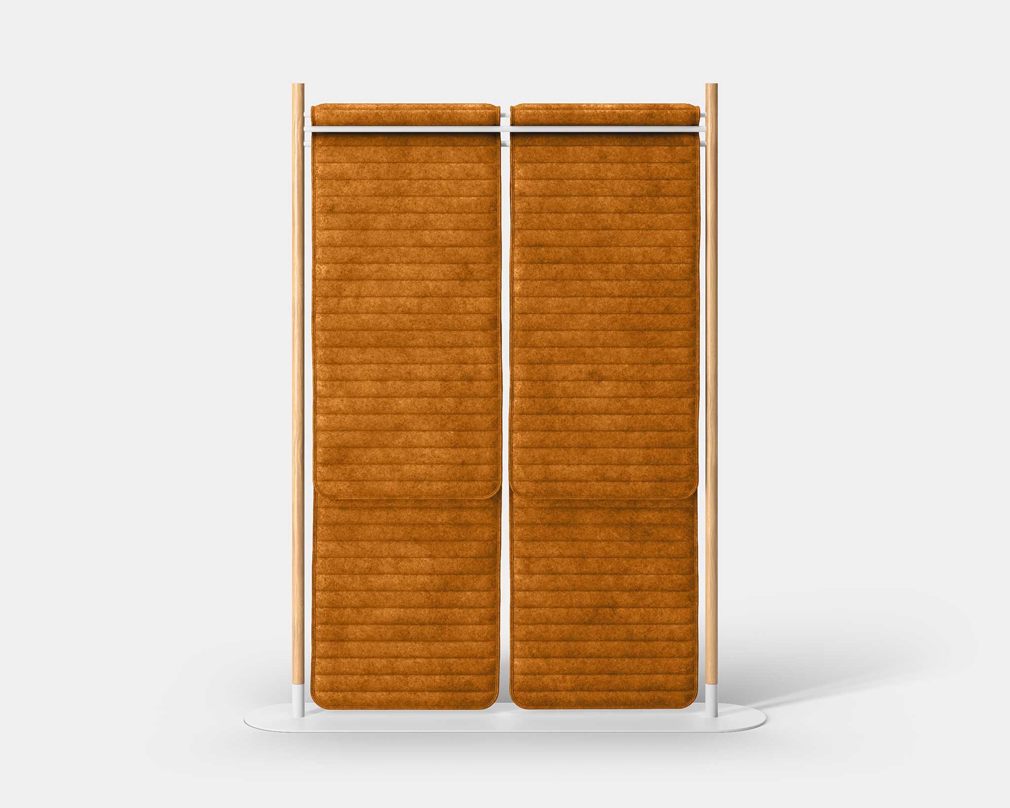 Mio Hangout Room Divider Double Quilt Pinstripe Rectangle Whitebase Orange
