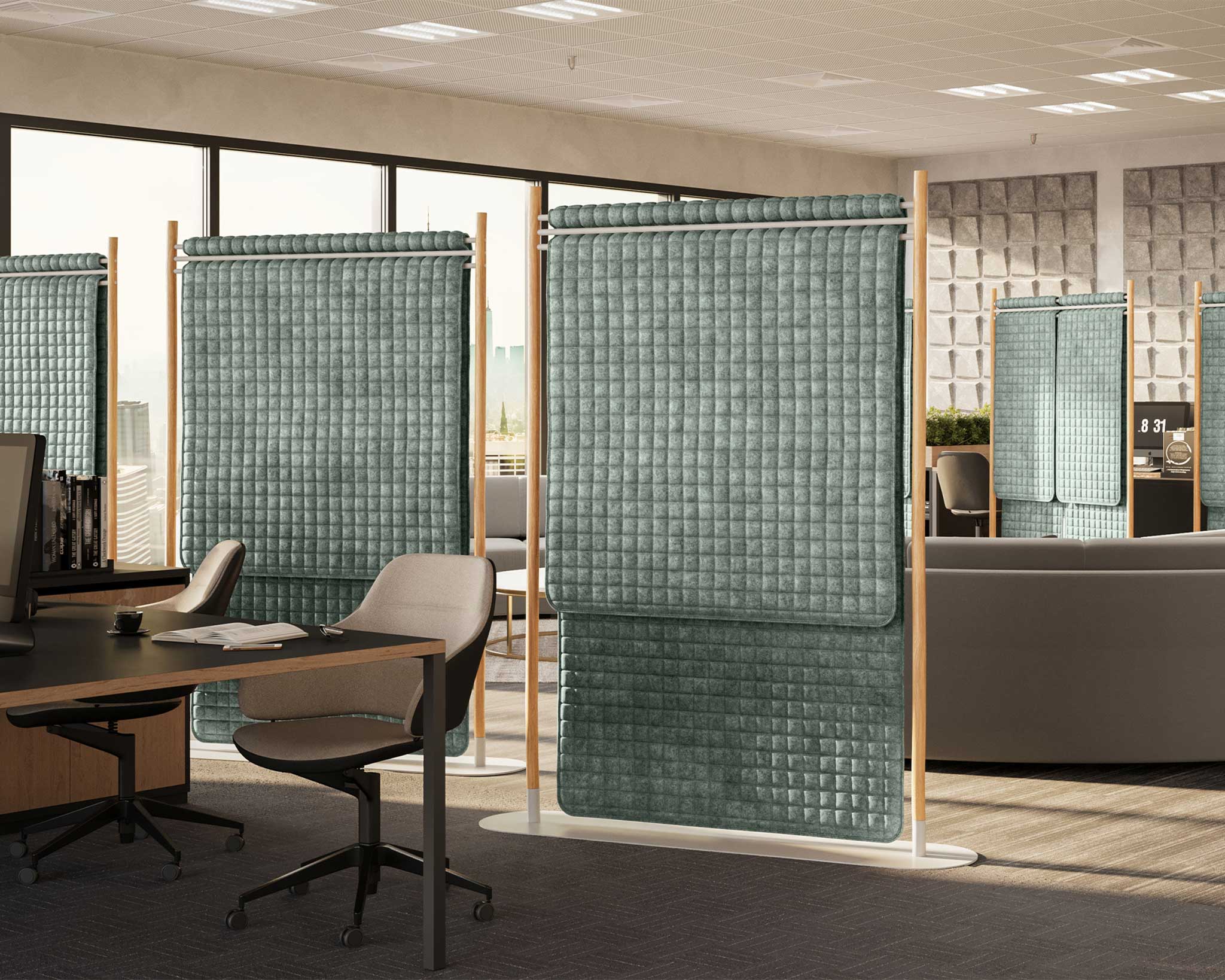 Hangout Room Divider Lifestyle Single Rectangle Grid Office Screens
