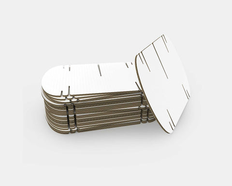 Stack of Nomad System room divider modules showing compact storage and the modular system's space-saving design